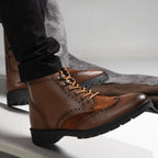 حذاء هاف بوت جلد