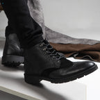 حذاء هاف بوت جلد