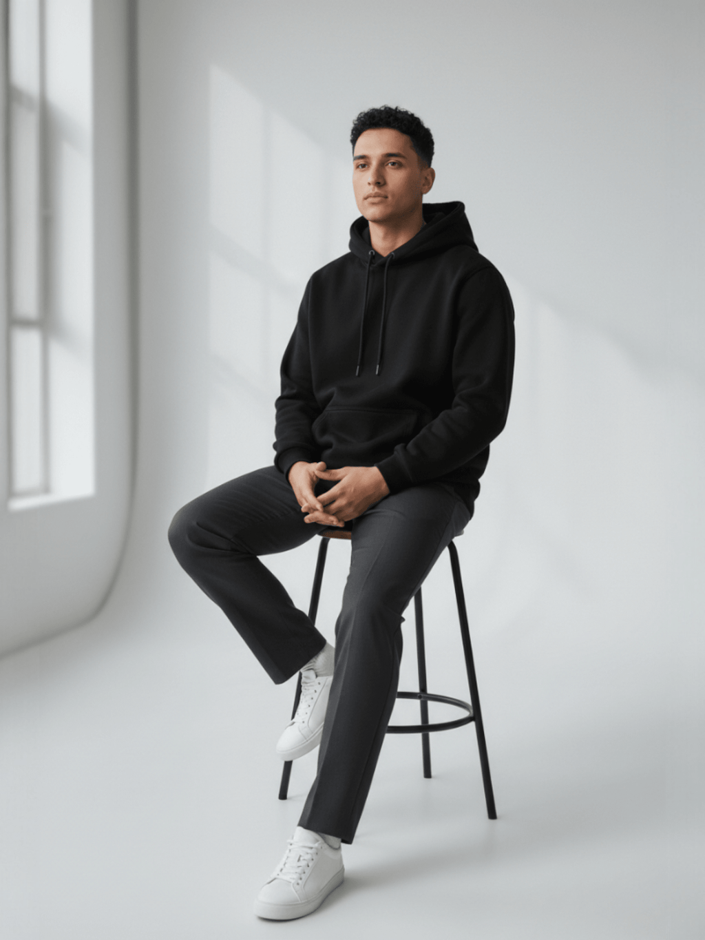 Plain - Winter Regular Fit Hoodie - NoirFashion